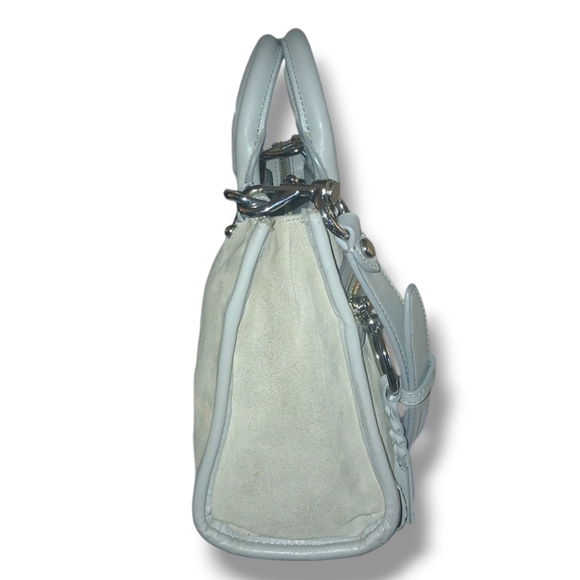 Pre-loved Rebecca Minkoff Micro Bedford Satchel in Pearl/Gray Suede - Picture 2 of 8